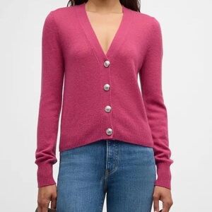 Veronica Beard Solene Cashmere Soft Raspberry Cardigan